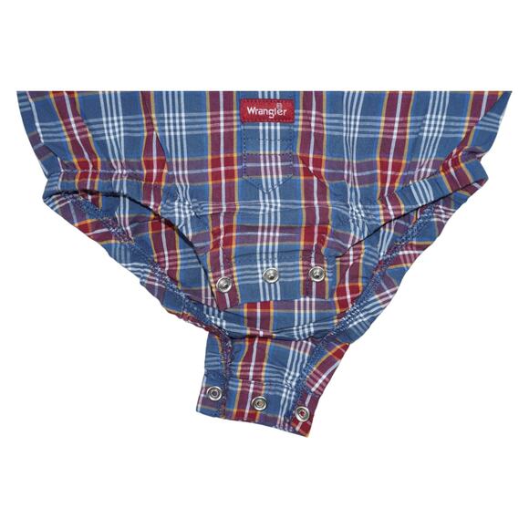 Wrangler Baby Boys Plaid Button-Up Bodysuit Western Style Romper 9M - Picture 5 of 5